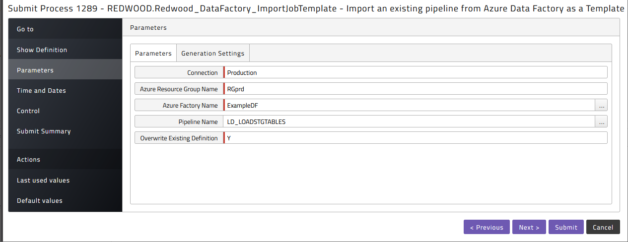 Import pipeline as process definition