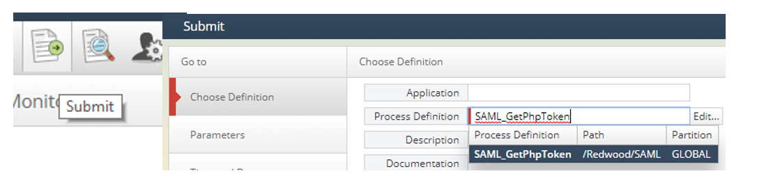 Capture of the submit wizard of SAML_GetPhpToken