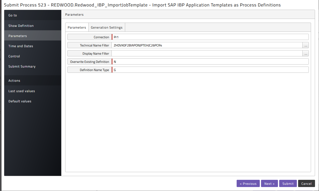 Submit IBP_ImportTemplates