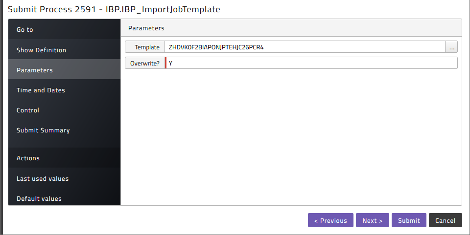 Submit IBP_ImportTemplates