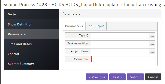 Submit Import Template